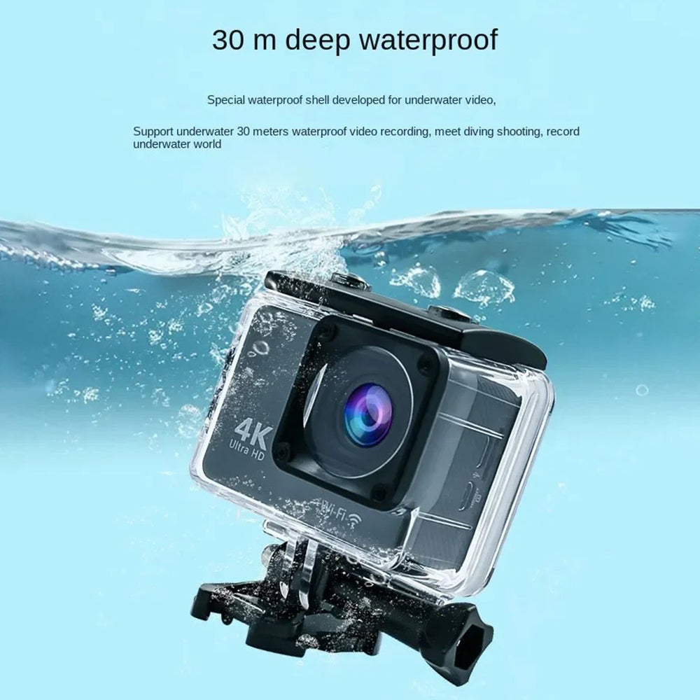 F300AB-R 2 Inch 4K 30fps WiFi Action Camera with HD Touch Screen 30m Underwater Camera with Waterproof Case F300AB-R 2 Inch 4K 30fps WiFi Action Camera with HD Touch Screen 30m Underwater Camera with Waterproof Case